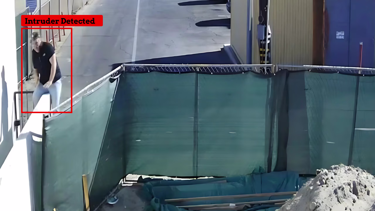 Construction site security camera providing 24/7 video surveillance.